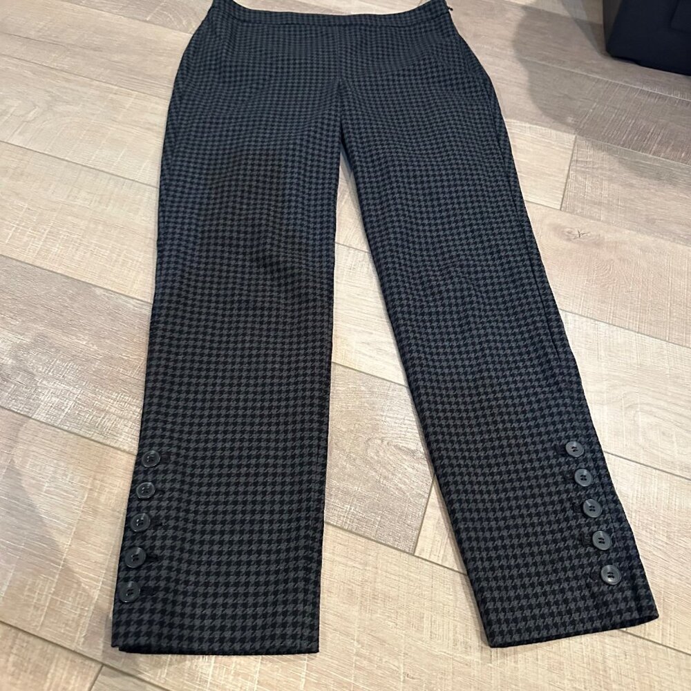 TALBOTS GRAY PLAID SIZE 6 CHATHAM ANKLE PANTS SIDE ZIP CLOSURE WOMENS - Picture 2 of 12